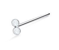 Dual Stone Silver Straight Nose Stud NSKA-630